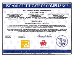 Copy of an ISO9000 certificate of compliance, this one is for the Schottel Group, makers of ship propulsion pods and z drives