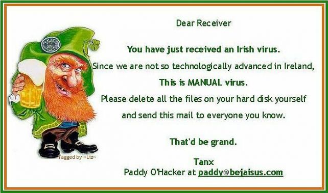Irish email virus