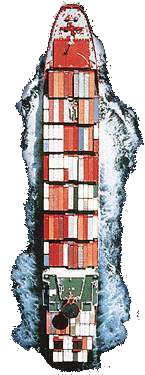 Container ship at sea