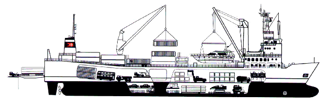 Cut away drawing of tramp freighter